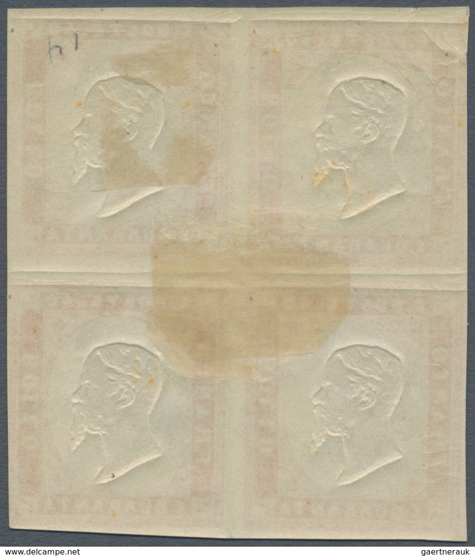 00851 Italien - Altitalienische Staaten: Sardinien: 1855, 40 Cents Ruby Red, Print Of 1855, Block Of Four, - Sardinien