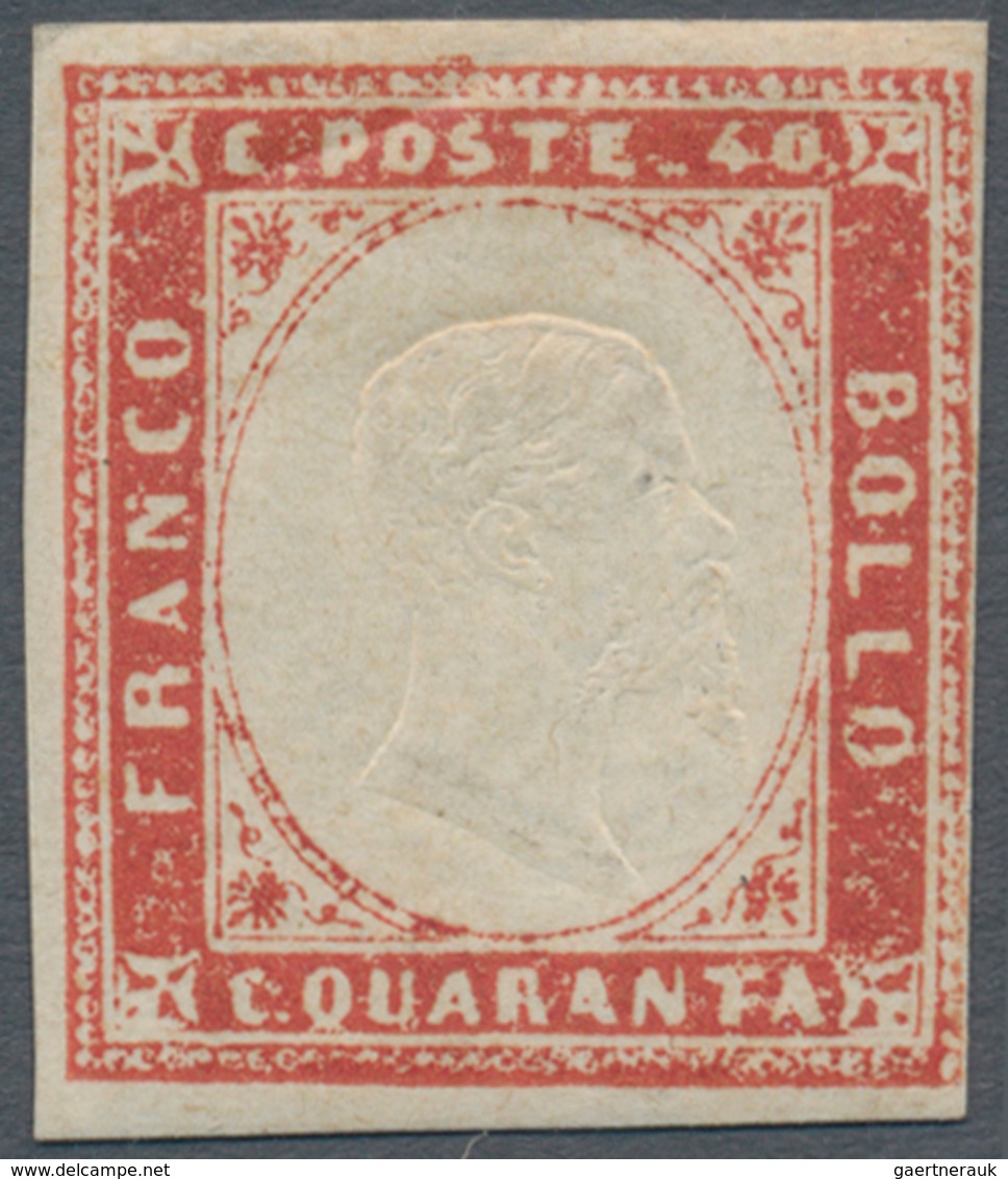 00853 Italien - Altitalienische Staaten: Sardinien: 1855: 40 Cents Dark Vermilion, Mint With Original Gum, - Sardinia