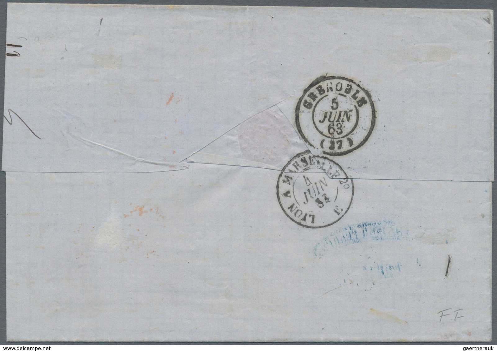 00860 Italien - Altitalienische Staaten: Sardinien: 1863: 80 Centesimi Yellow, Single Franking On Letter T - Sardinië