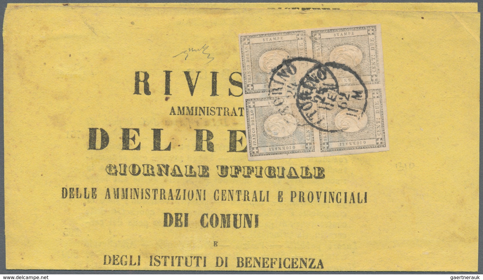 00863 Italien - Altitalienische Staaten: Sardinien: 1861, Stamps For Printed Matter, 2 Cents. Black Gray, - Sardinia