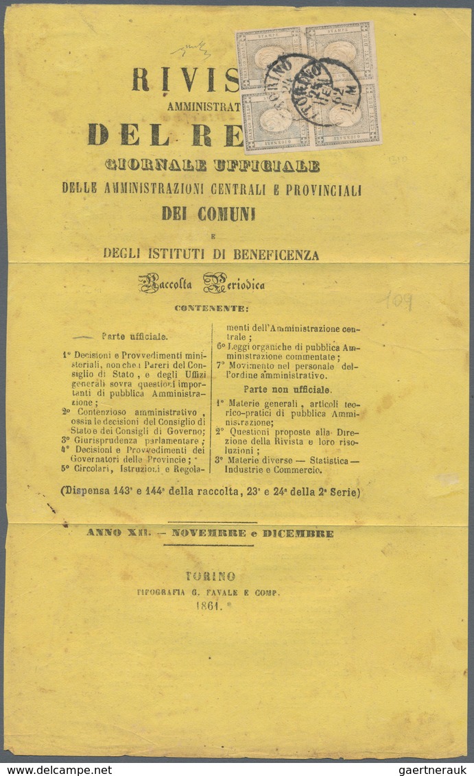 00863 Italien - Altitalienische Staaten: Sardinien: 1861, Stamps For Printed Matter, 2 Cents. Black Gray, - Sardinië