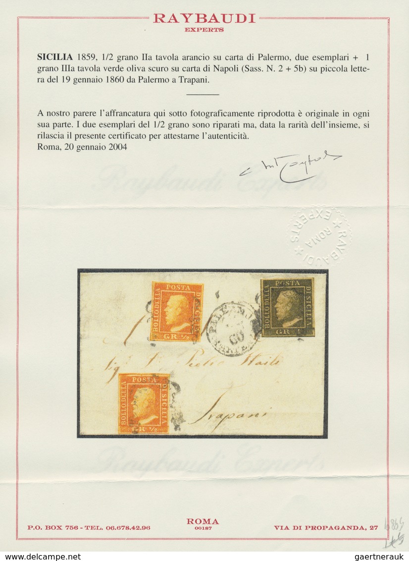 00865 Italien - Altitalienische Staaten: Sizilien: 1859, 1/2 Grano, Second Plate, Orange, Palermo Paper, T - Sicily