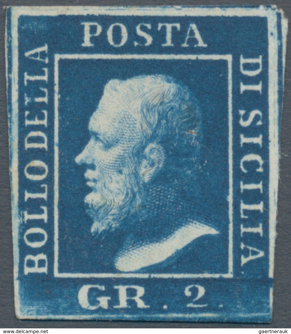 00868 Italien - Altitalienische Staaten: Sizilien: 1859, 2 Grana Blue, Naples Paper, Third Plate, Mint, Ce - Sizilien