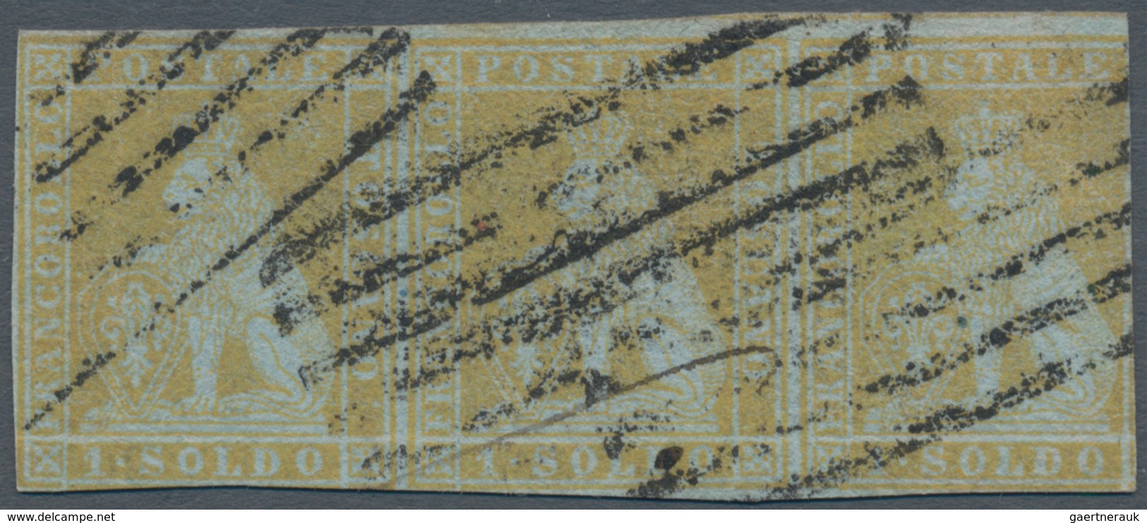 00874 Italien - Altitalienische Staaten: Toscana: 1851, 1 Soldo, Lemon Yellow On Bluish Paper, Cancelled, - Toscana