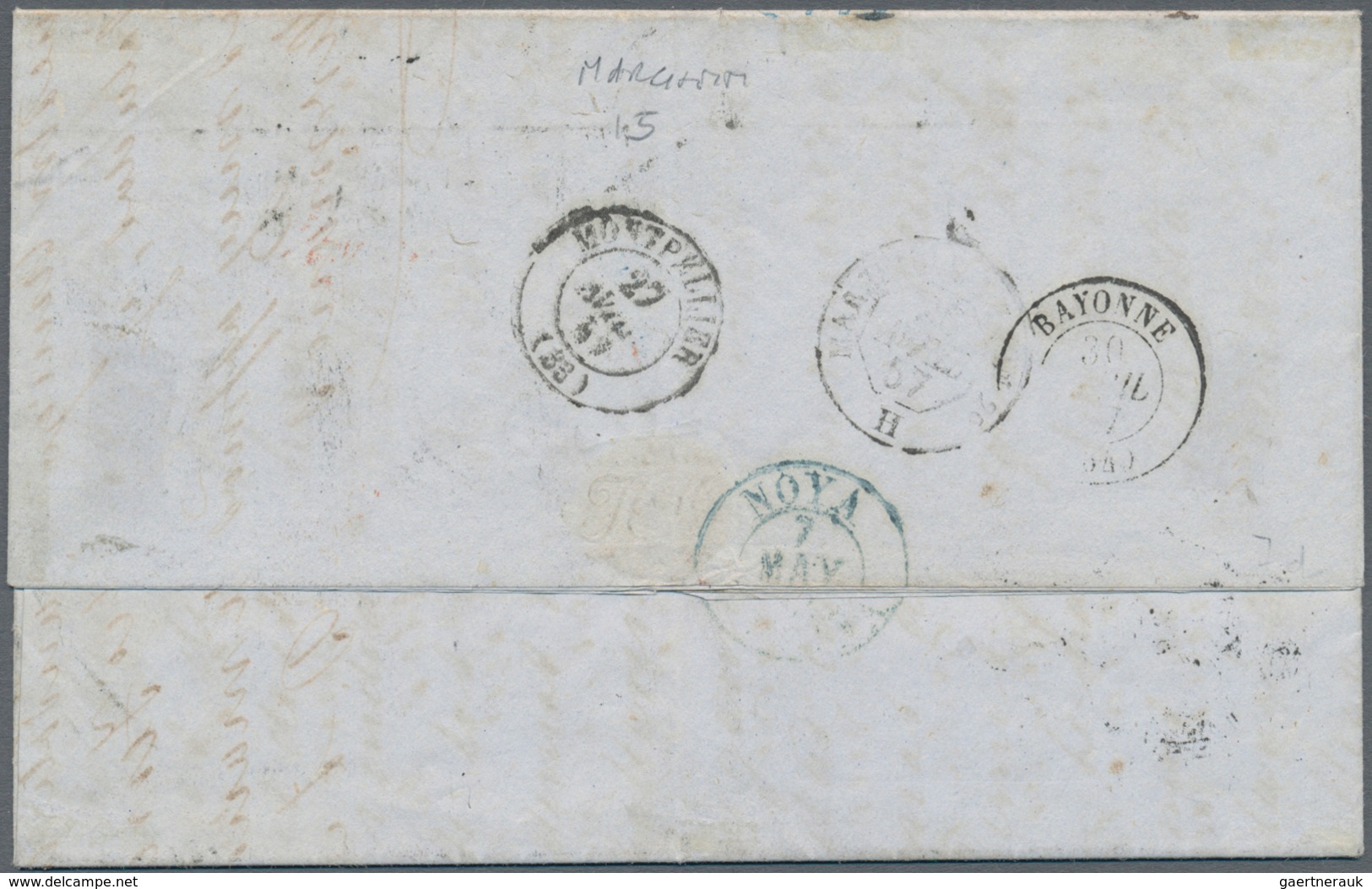00892 Italien - Altitalienische Staaten: Toscana: 1851, 6 Crazie Blue On Gray Paper, Horizontal Pair, Toge - Toscana