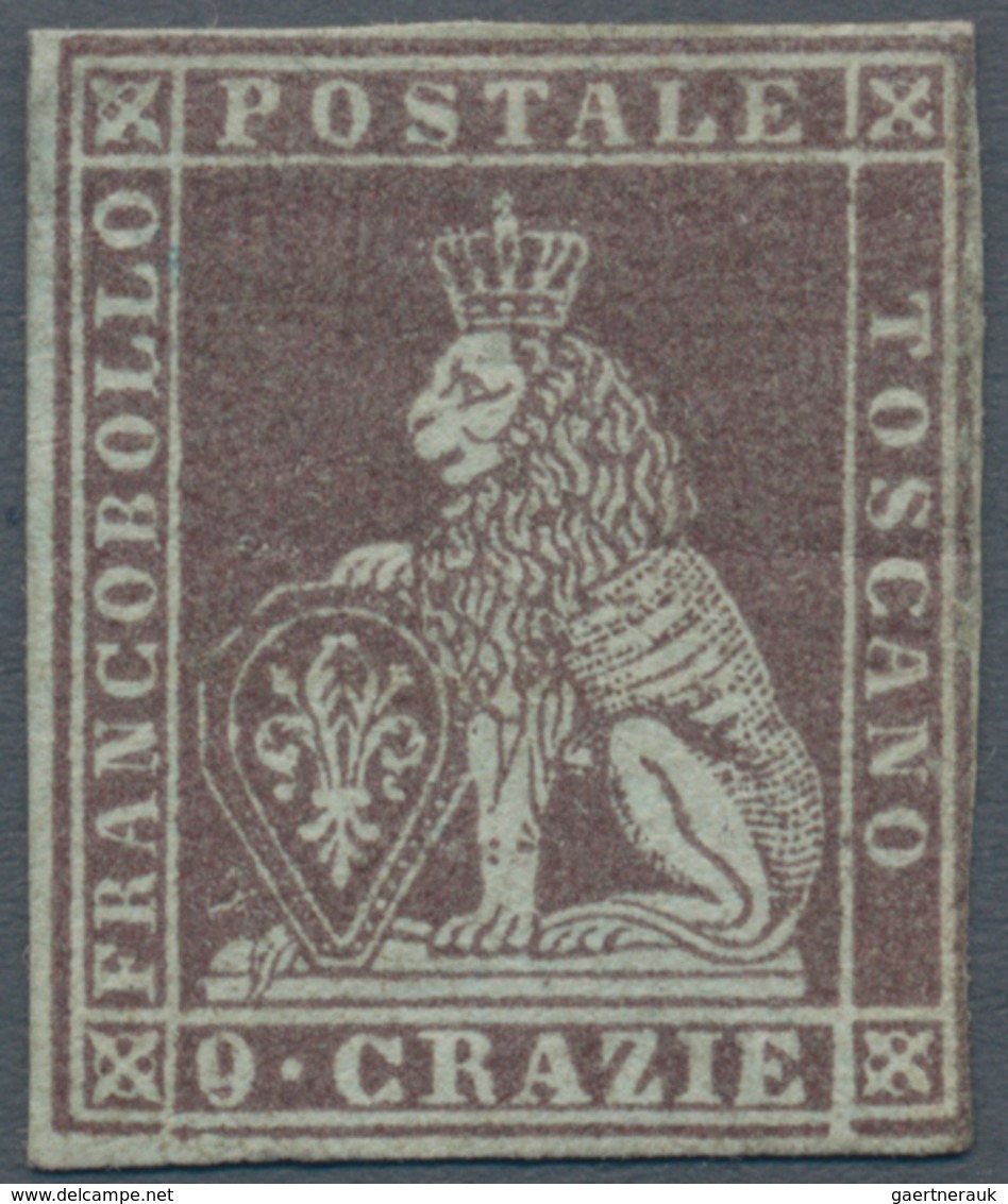 00894 Italien - Altitalienische Staaten: Toscana: 1851, 9 Crazie Brown Purple, Mint With Gum; With Certifi - Toskana