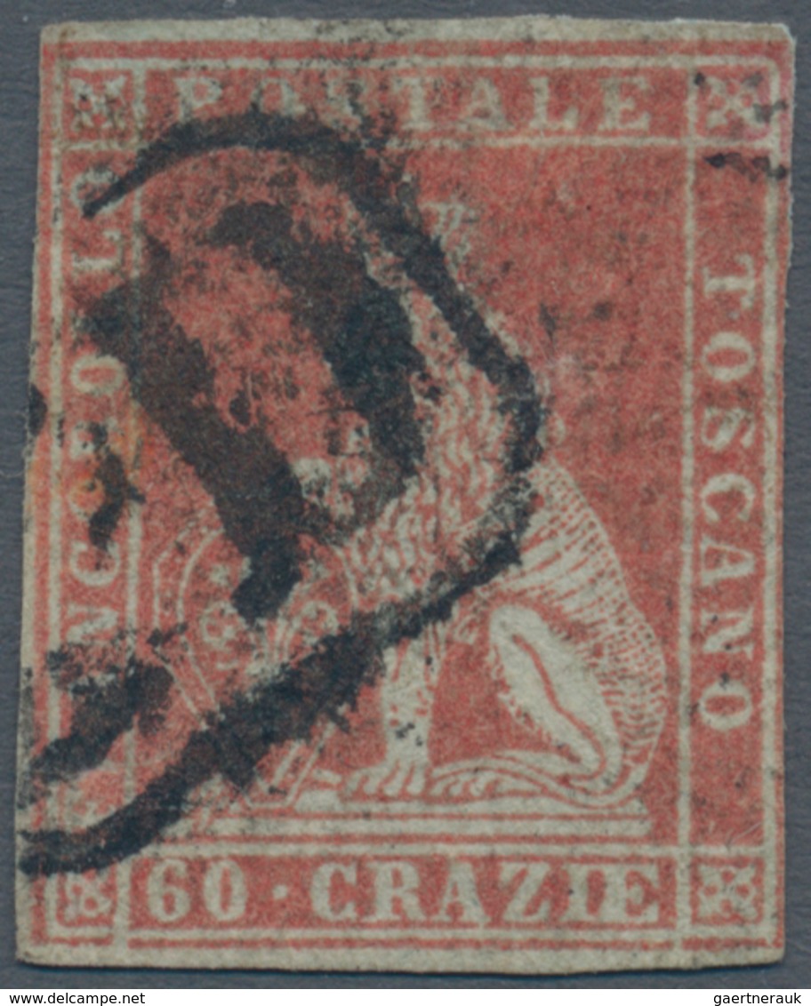 00899 Italien - Altitalienische Staaten: Toscana: 1851: 60 Crazie Brown Red, Cancelled By Framed PD, Good - Toscane