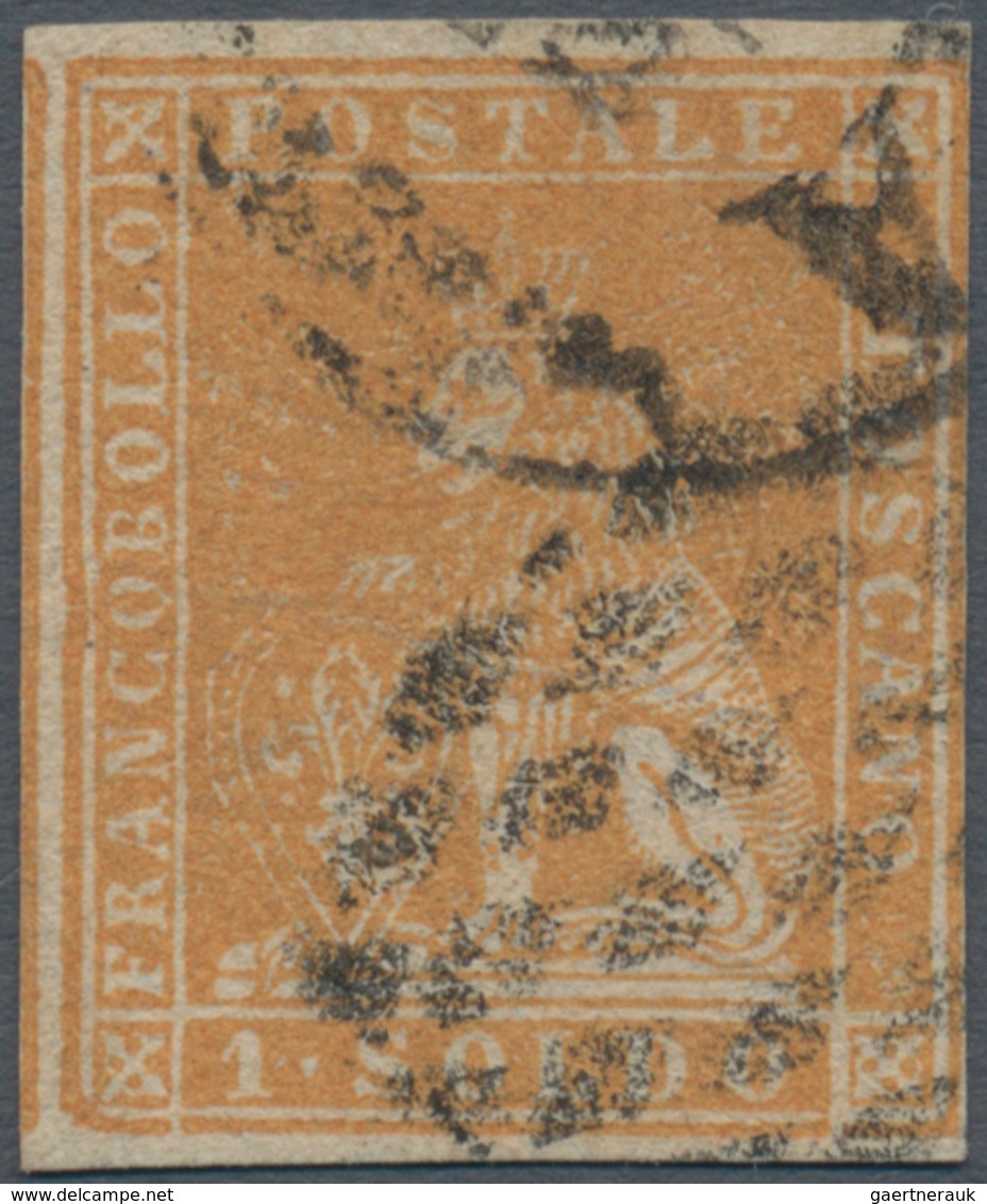 00904 Italien - Altitalienische Staaten: Toscana: 1857, 1 Soldo Ocher On White Paper, Cancelled, Certifica - Toscana