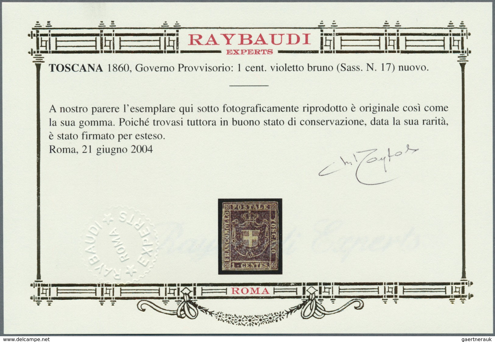00914 Italien - Altitalienische Staaten: Toscana: 1860: Provisional Government: 1 Cent Brown Violet, Mint - Toskana