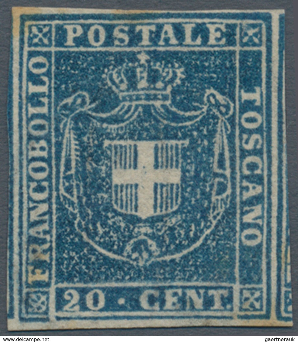 00921 Italien - Altitalienische Staaten: Toscana: 1860, Provisional Government, 20 Cents Blue, Mint With O - Toscane