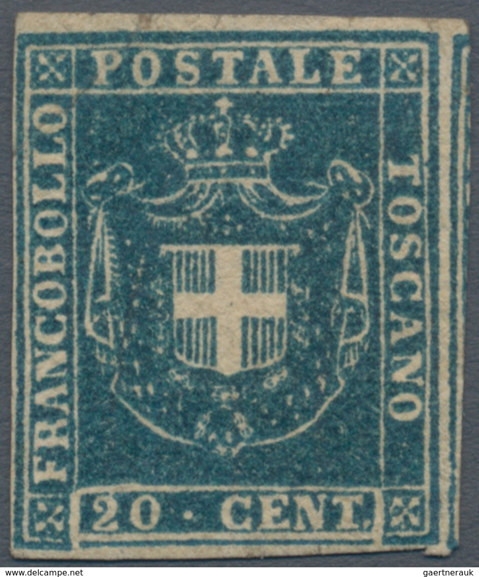 00922 Italien - Altitalienische Staaten: Toscana: 1860, Provisional Government, 20 Cents Blue, Mint With G - Toskana