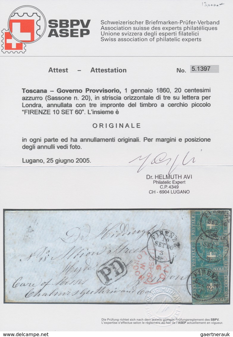 00923 Italien - Altitalienische Staaten: Toscana: 1860, Provisional Government, 20 Cents In A Horizontal S - Tuscany