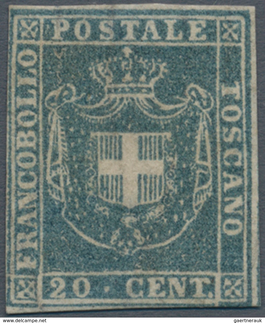 00924 Italien - Altitalienische Staaten: Toscana: 1860, Provisional Government, 20 Cents Light Blue Greeni - Toscane