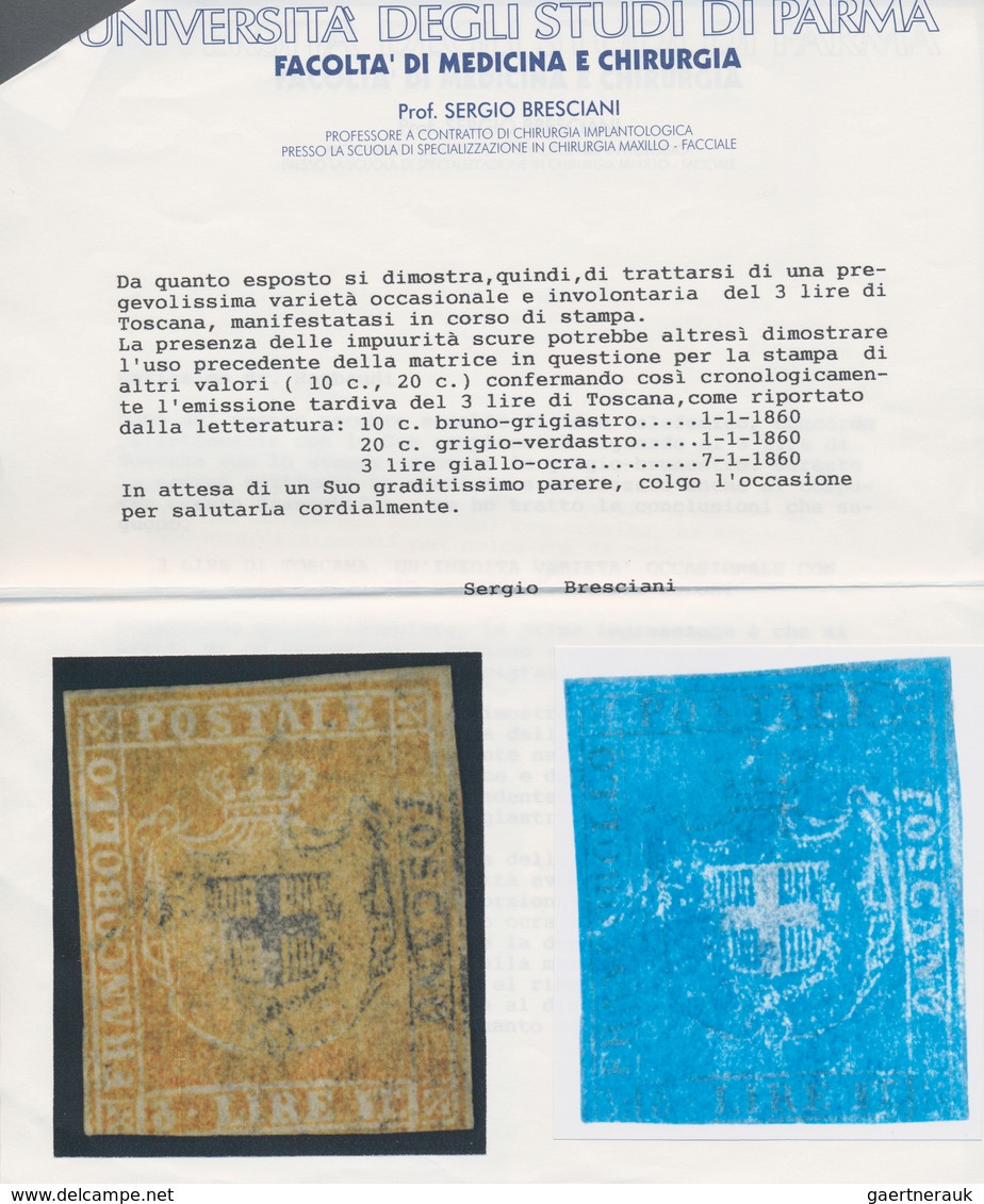 00929 Italien - Altitalienische Staaten: Toscana: 1860: Provisorial Government, 3 Lire Yellow Ocher, Unuse - Toskana