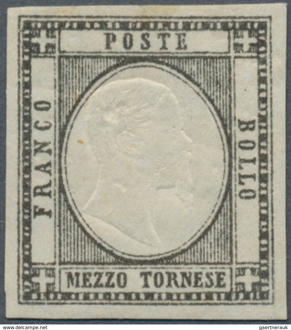 00931 Italien: 1861: COLOR ERROR Of The ½ Tornese BLACK Instead Of Green, All Sides Wide Magins With Full - Marcofilie