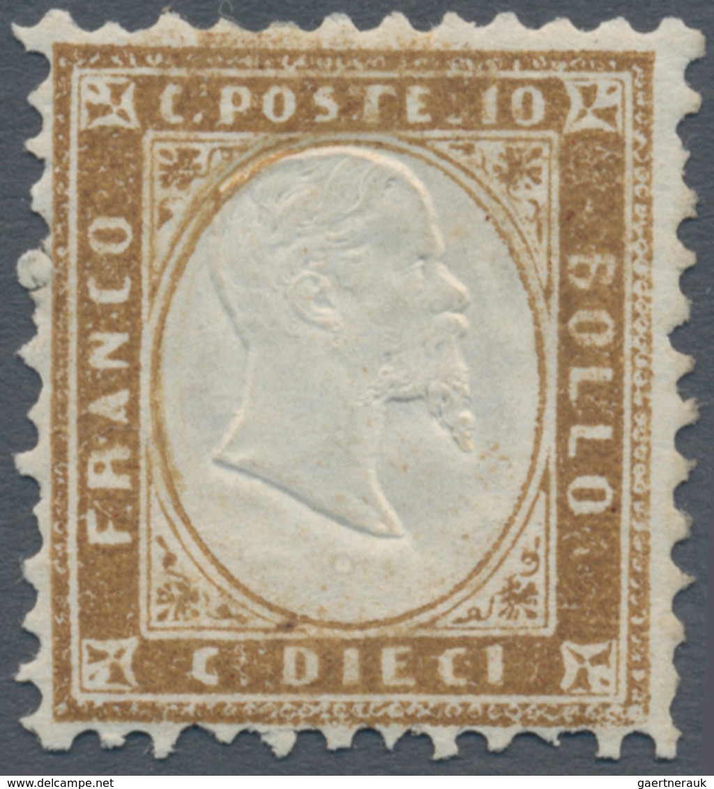 00932 Italien: 1862: 10 Cents Olive Bistre, Perforated 11 1/2 X 12, Mint With Original Gum; With Dr. Avi C - Poststempel