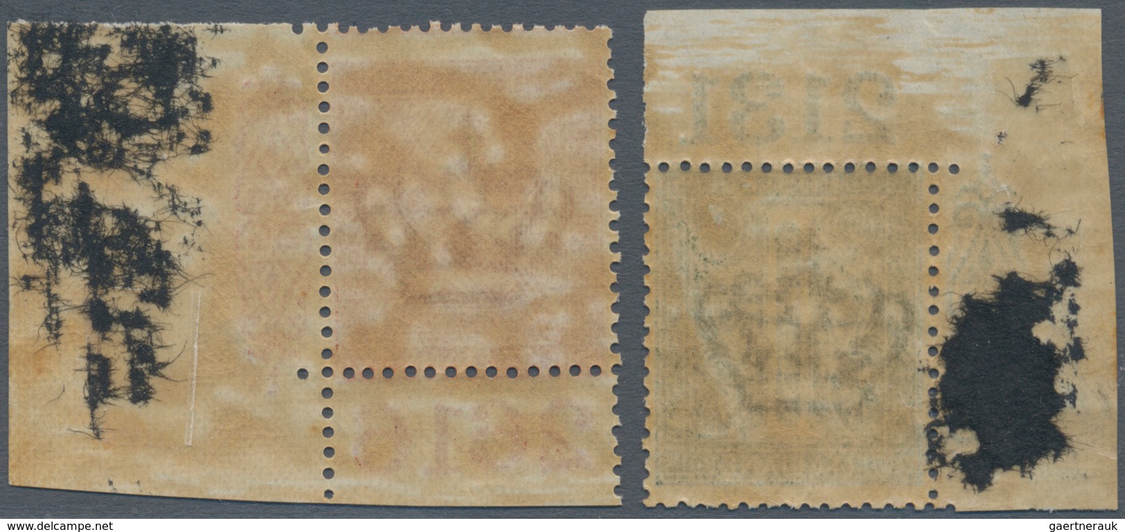 00937 Italien: 1866, 1 Cent Olive Green And 2 Cents Brick Red "digits", Turin Printing, Wide Sheet Angle W - Marcofilie