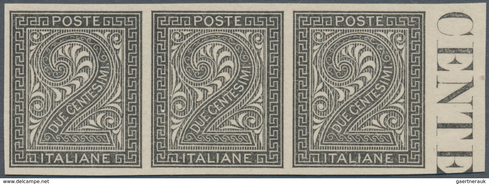 00938 Italien: 1863, Proof In Black Of The 2 Cents "digit" Without Watermark, Without Rubber And Not Perfo - Marcofilie