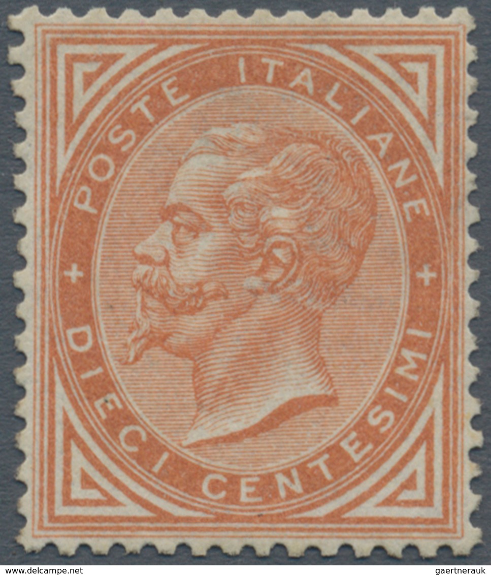 00939 Italien: 1863: 10 Cents, Turin Printing, Excellent Centering And Original Gum. Signed And Certified - Marcophilie