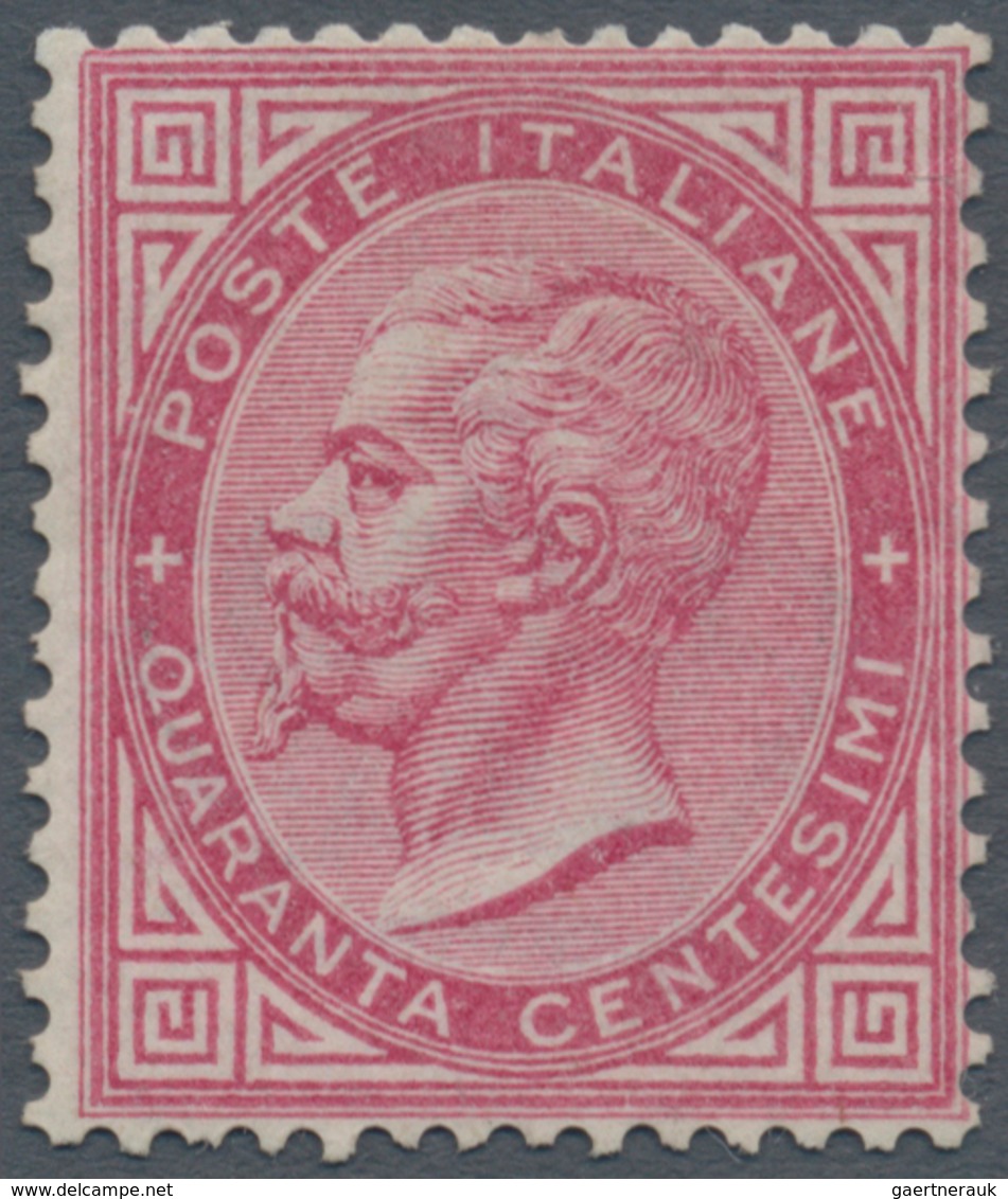 00942 Italien: 1863: 40 Centesimi Carmine Red "Vittorio Emanuele II.", Turin Printing, Mint With Gum, Bett - Ongebruikt