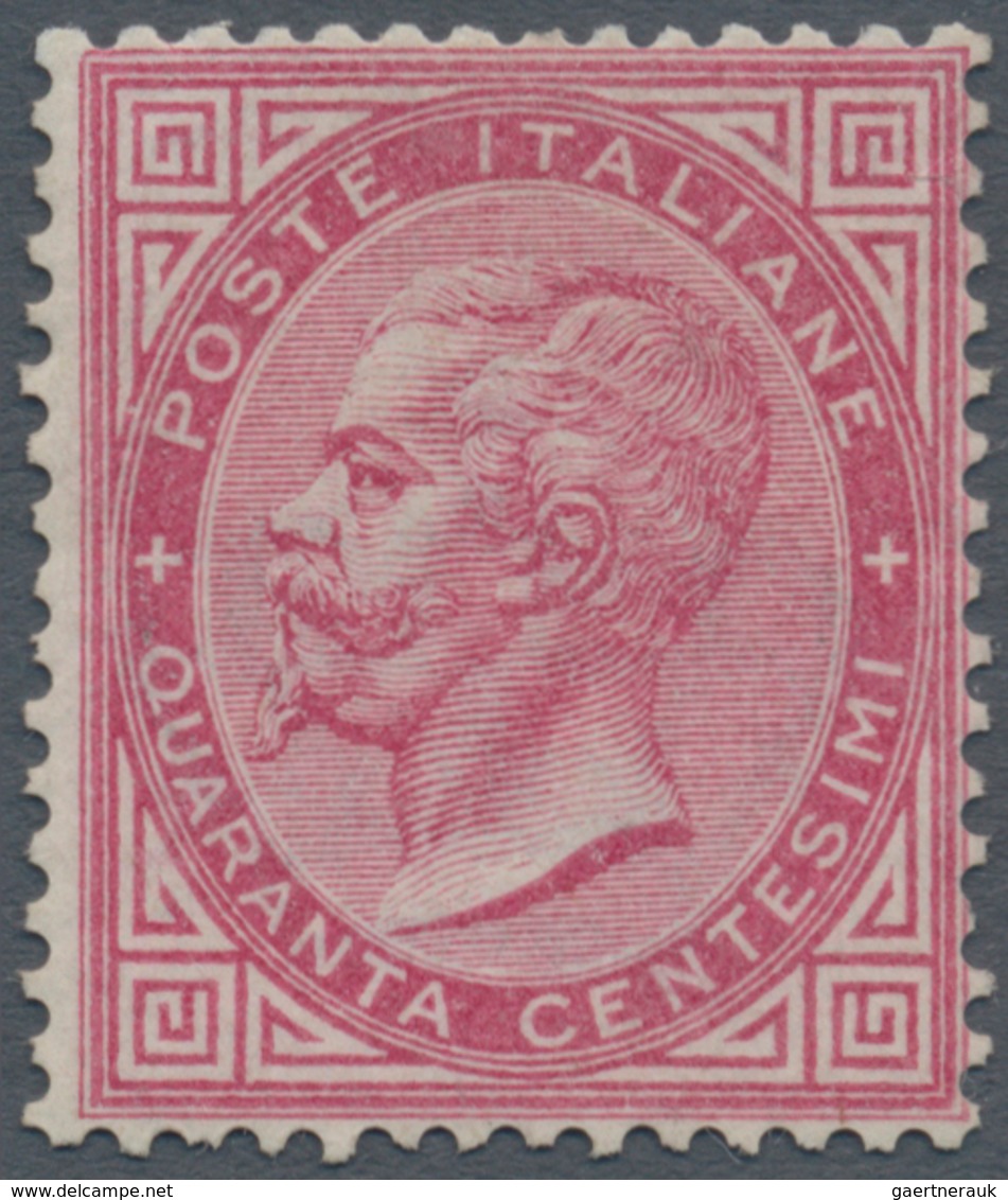 00942 Italien: 1863: 40 Centesimi Carmine Red "Vittorio Emanuele II.", Turin Printing, Mint With Gum, Bett - Ungebraucht