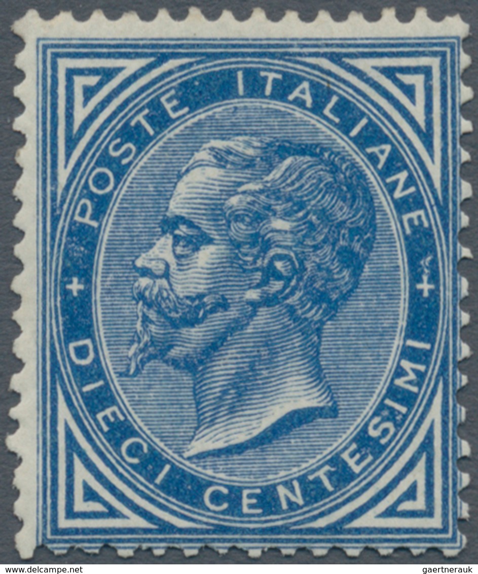 00947 Italien: 1877, 10 Cents Dark Blue "Vittorio Emanuele II.", MNH, Signed And With Certificate Of Rayba - Marcophilie