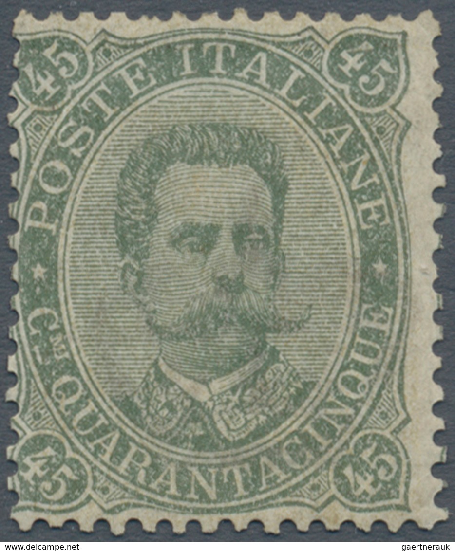 00953 Italien: 1889, 45 Cents Olive Green "Umberto I" MNH; With Certificate Of Raybaudi (2003). Sassone 10 - Storia Postale