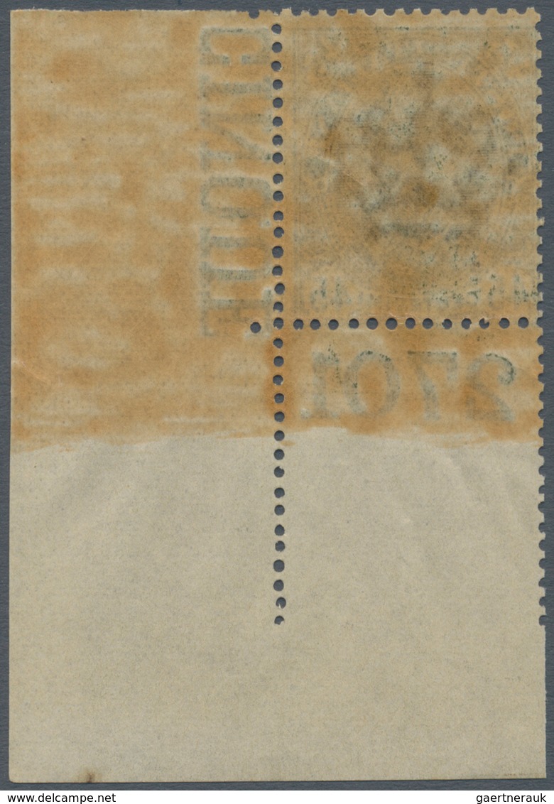 00957 Italien: 1895, 45 Cents Olive Green "Umberto I", Sheet Corner With Plate Number "2701", MNH; With Ra - Marcophilia