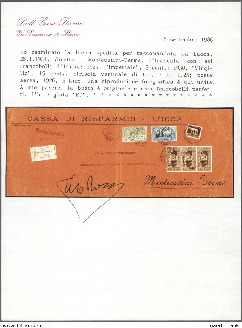 00963 Italien: 1926/1931, Bank correspondance "CASSA DI RISPARMIO DI LUCCA", group of five highly franked