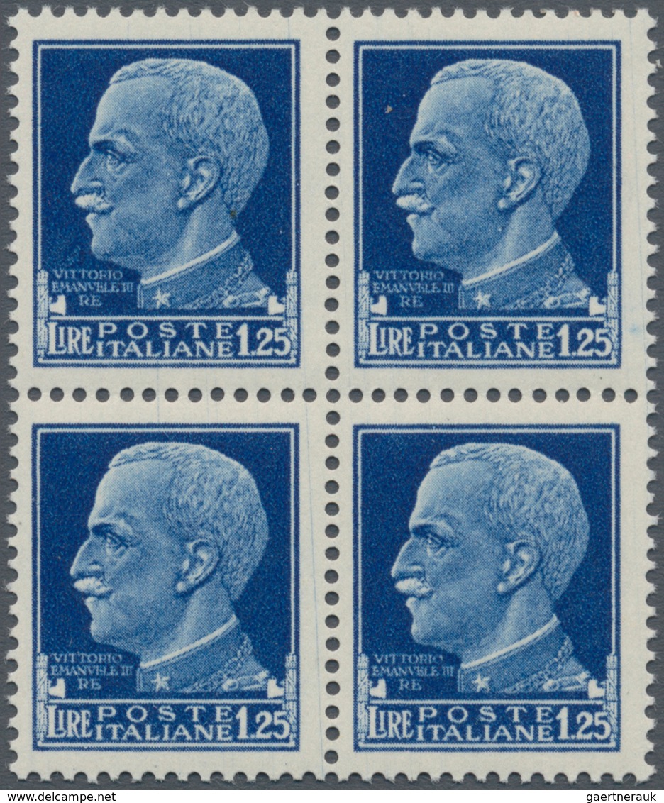 00978 Italien: 1944, Rep. Sociale: 1.25 Lira Blue With Red Fasces Overprint, Florence Printing, Block Of F - Marcophilia