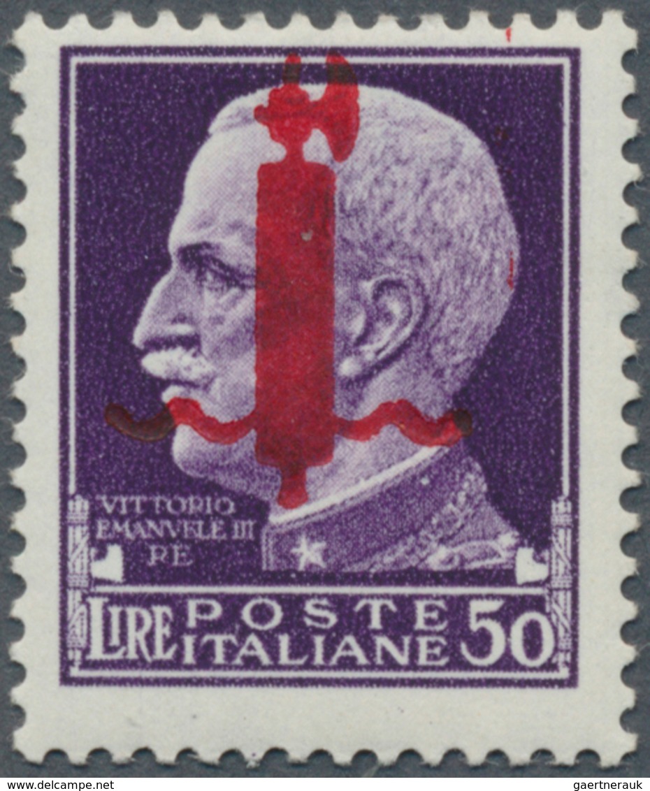 00979 Italien: 1944, 50 Lire Violet, Overprint In Red, Emission Florence. VF Mint Never Hinged Condition. - Storia Postale