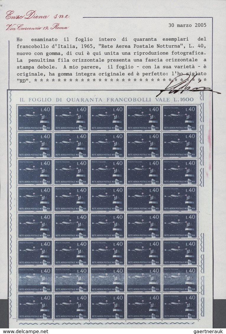 00986 Italien: 1965: "Nighttime Air Traffic Network", Lire 40, MNH, Whole Sheet Of Forty Pieces. The Secon - Marcophilia