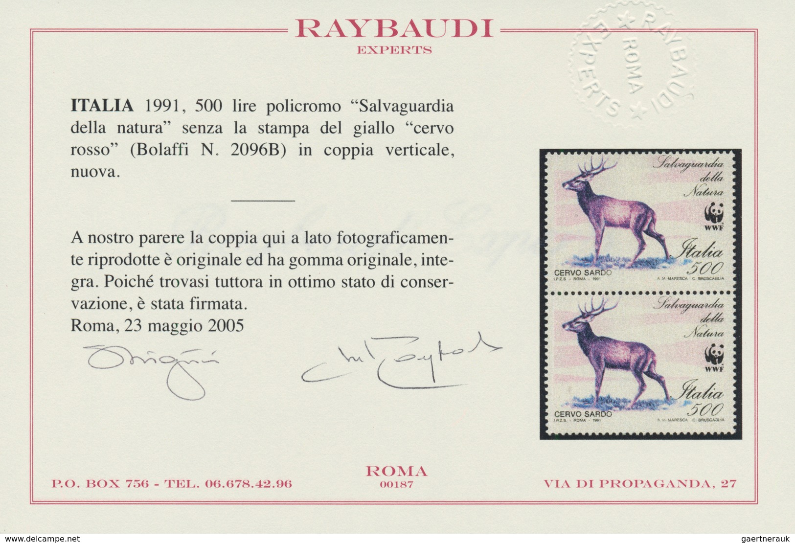 00993 Italien: 1991: 500 Lire Polychrome "Safing The Nature" Without The Printing Of The Yellow "red Deer" - Storia Postale