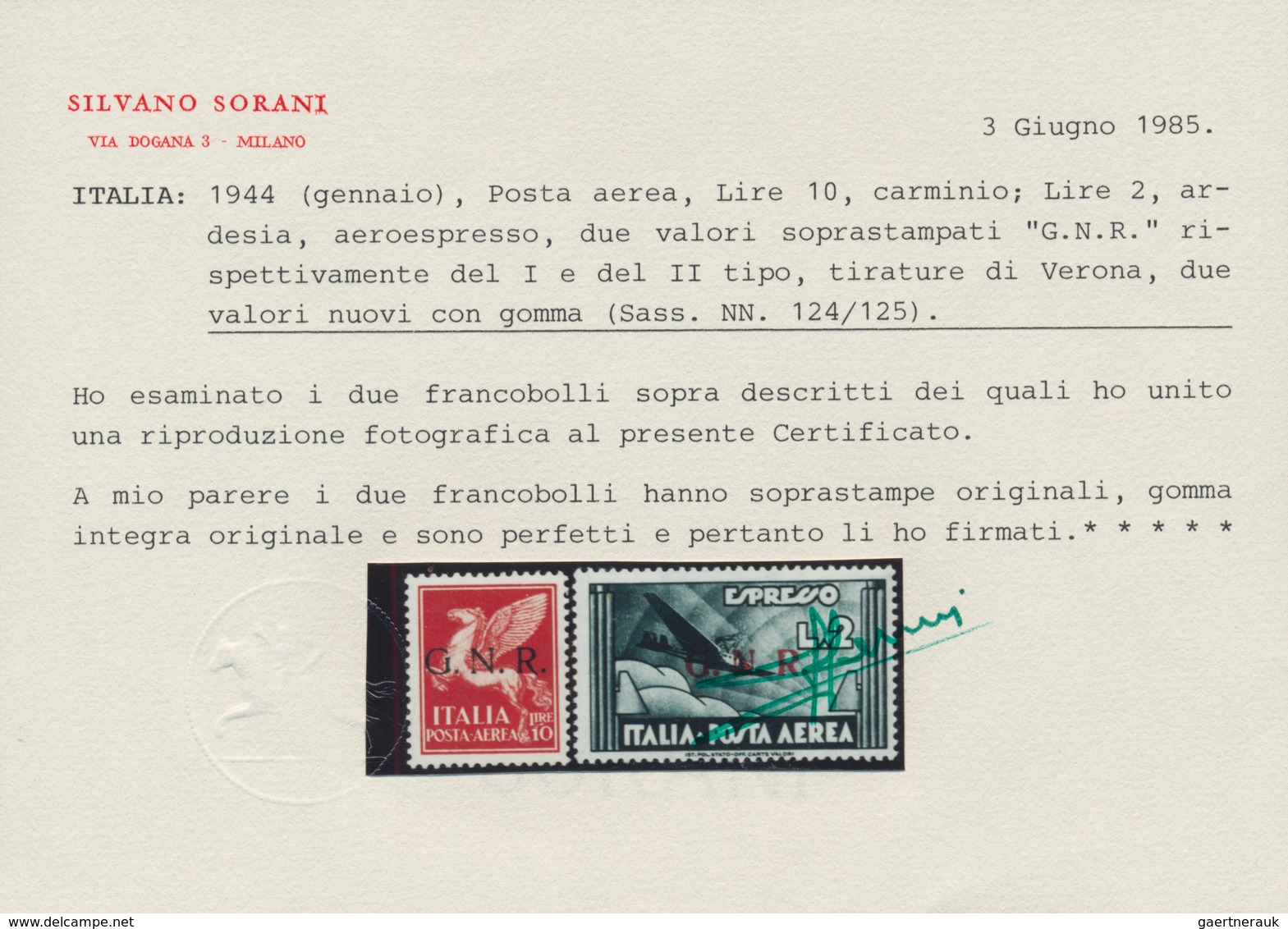 01002 Italien - Militärpostmarken: Nationalgarde: 1944, Airmails Verona Printing, 25c. To 10l. And Express - Other & Unclassified