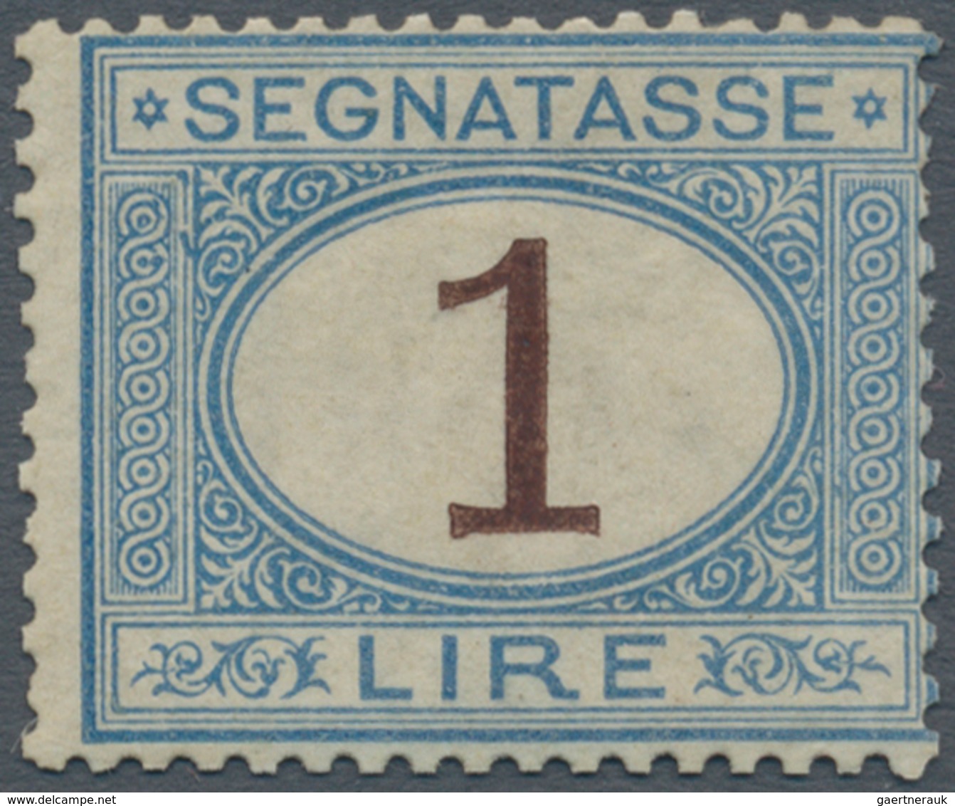 01006 Italien - Portomarken: 1870: Postage Due, 1 Lira Light Blue And Brown, Mint With Orignal Gum; Certif - Strafport