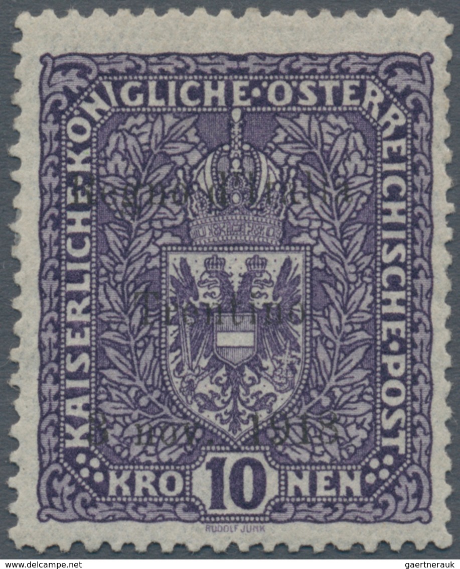 01010 Italienische Besetzung 1918/23 - Trentino: 1918, Austria 10 Kronen Light Violet With "REGNO D'ITALIA - Trentin