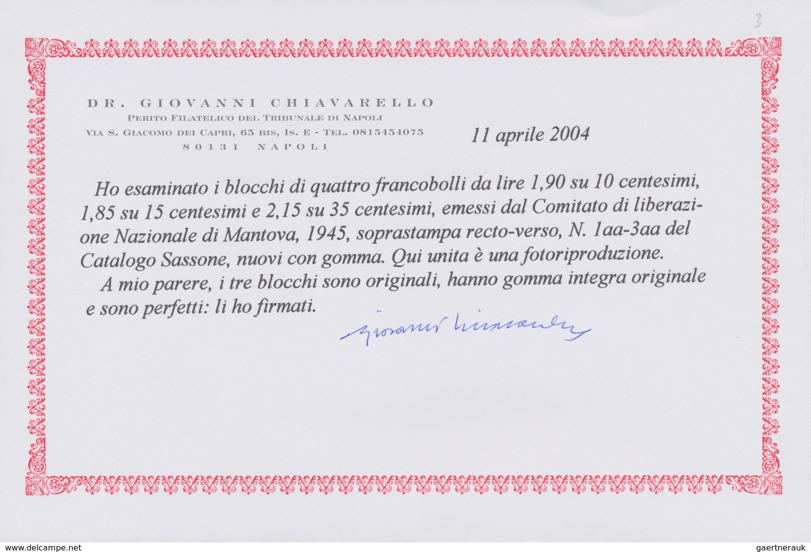 01034 Italien - Lokalausgaben 1944/45 - Mantova: 1945: 1.90 Lire On 10 Cents, 1.85 Lire On 15 Cents And 2. - Other & Unclassified