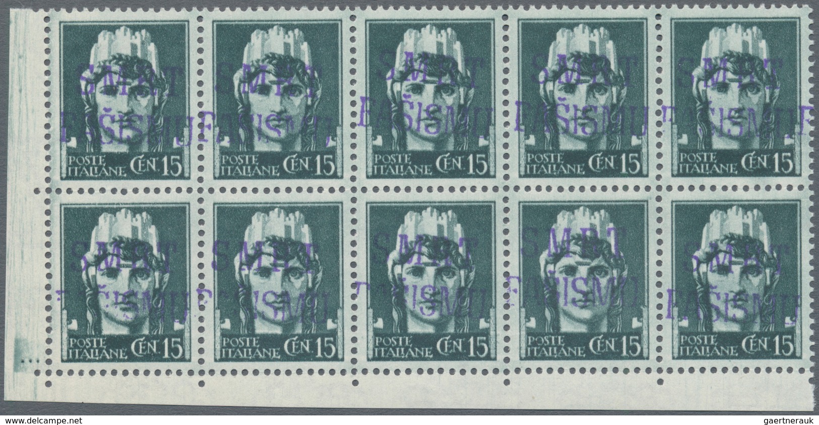 01037 Italien - Lokalausgaben 1944/45 - Lagosta: 1943: 15 Cents Green Gray "Imperiale" With Overprint "SMR - Autres & Non Classés