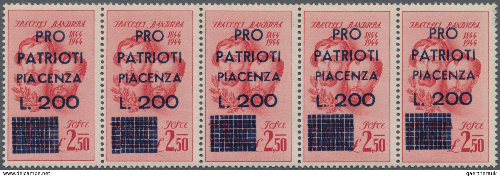 01038 Italien - Lokalausgaben 1944/45 - Piacenza: 1945, "Monumenti Distrutti" With Surcharge "Pro Patrioti - Andere & Zonder Classificatie