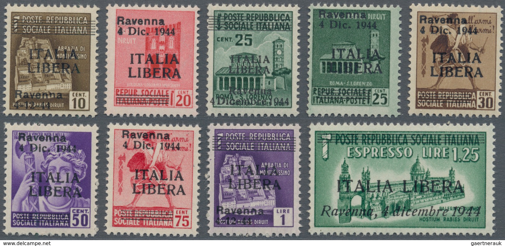 01039 Italien - Lokalausgaben 1944/45 - Ravenna: 1944/45: Local Propaganda Emissions: Ravenna, Series Of E - Andere & Zonder Classificatie