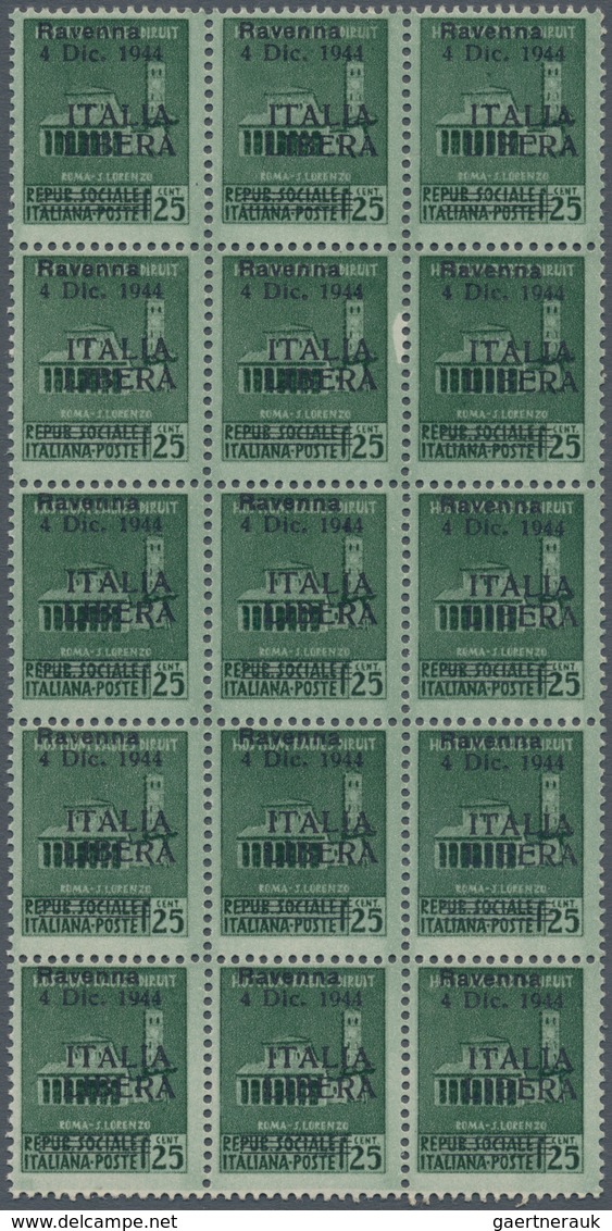 01042 Italien - Lokalausgaben 1944/45 - Ravenna: 1944, 25 C Dark Green, Ovp "Ravenna 4 Dic. 1944 - ITALIA - Altri & Non Classificati
