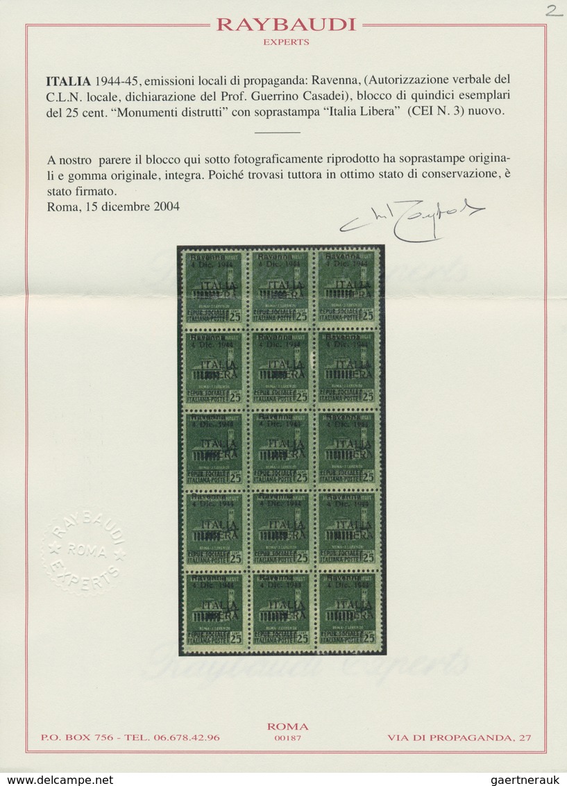 01042 Italien - Lokalausgaben 1944/45 - Ravenna: 1944, 25 C Dark Green, Ovp "Ravenna 4 Dic. 1944 - ITALIA - Sonstige & Ohne Zuordnung