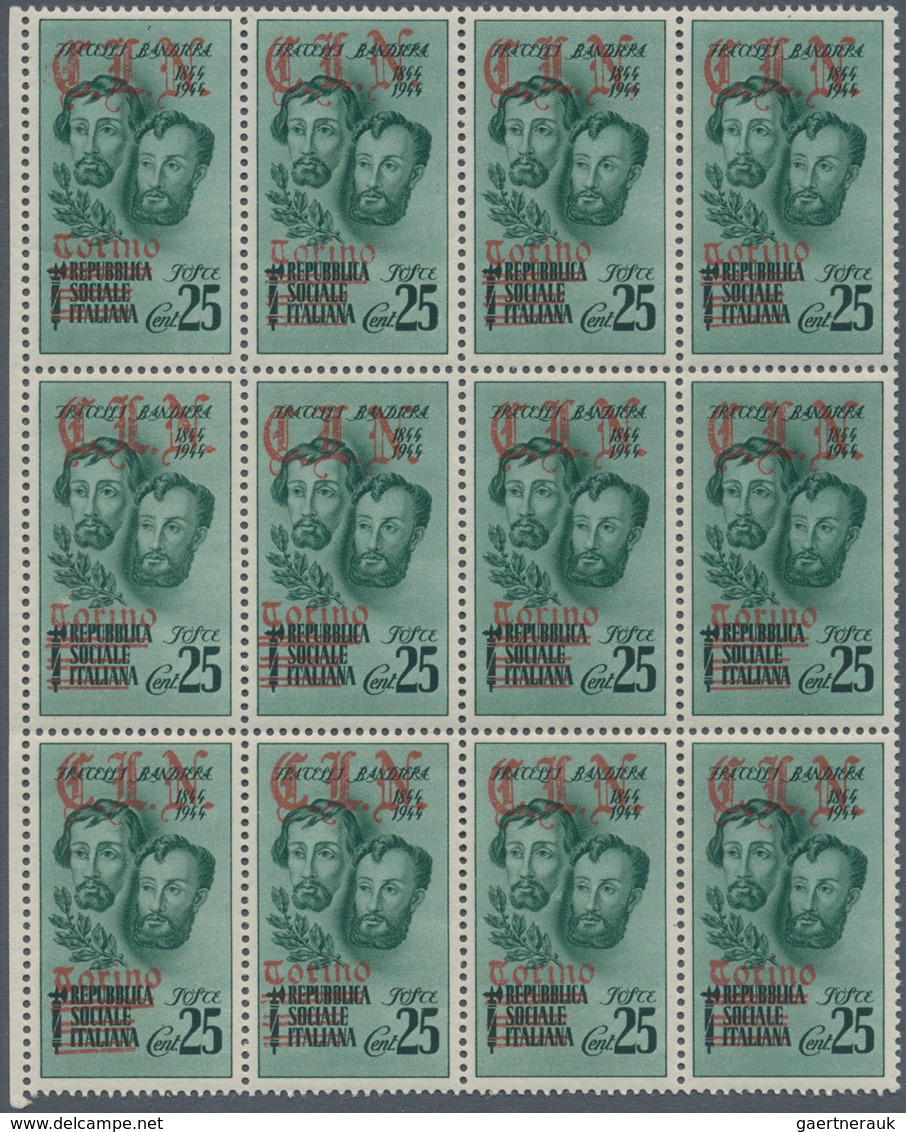 01047 Italien - Lokalausgaben 1944/45 - Torino: 1945, "Fratelli Bandiera" Series With Overprints "CLN" In - Comitato Di Liberazione Nazionale (CLN)