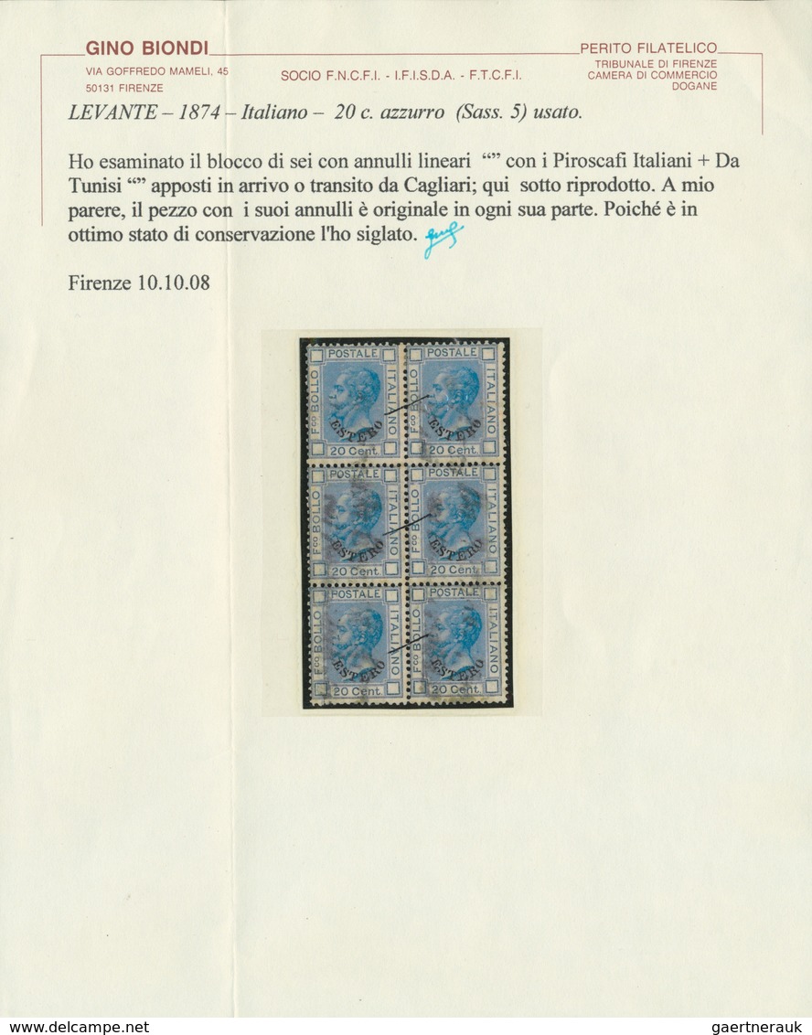 01049 Italienische Post Im Ausland - Allgemeine Ausgabe: 1874, Rare Line Cancel "con I Piroscafi Italiani - Other & Unclassified