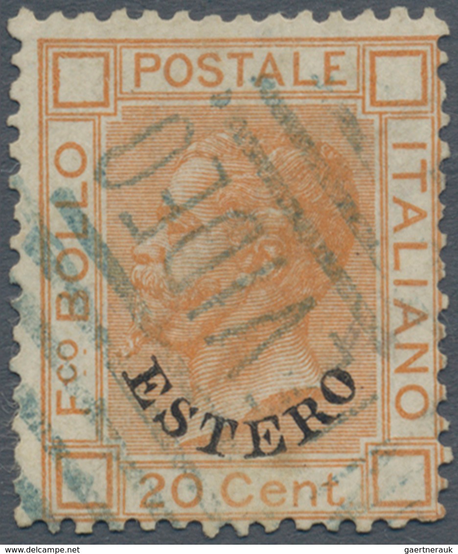 01050 Italienische Post Im Ausland - Allgemeine Ausgabe: 1878/79: "MONTEVIDEO" Rare Bars Cancel In Azzuro - Other & Unclassified