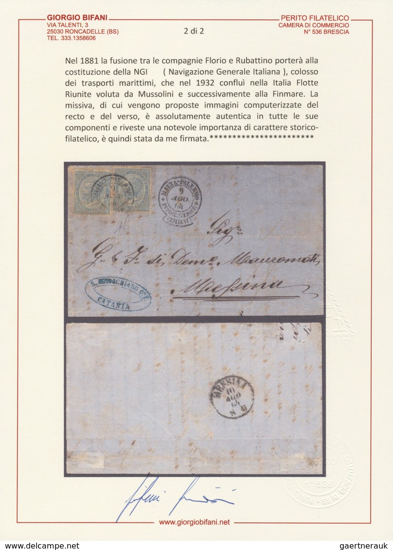 01052 Italien - Stempel: 1864: Rare Ships Mail Cancel "MALTA - PALERMO - PIROSCAFI POSTALI ITALIANI" Dated - Marcofilie