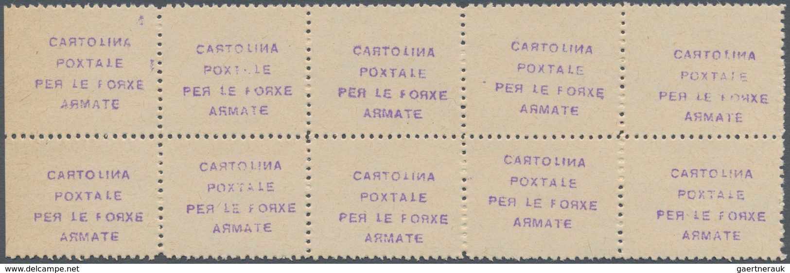 01055 Italien - Besonderheiten: 1941, Postage Free Labels For Postcards: Printed In Violet On Yellowish Pa - Zonder Classificatie