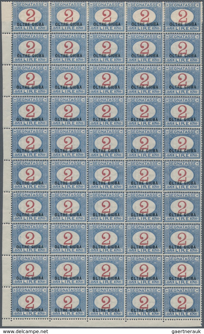 01056 Italienisch-Djubaland - Portomarken: 1925, 2 Lire Blue And Carmine, Large Multiple With 50 Stamps (5 - Altri & Non Classificati