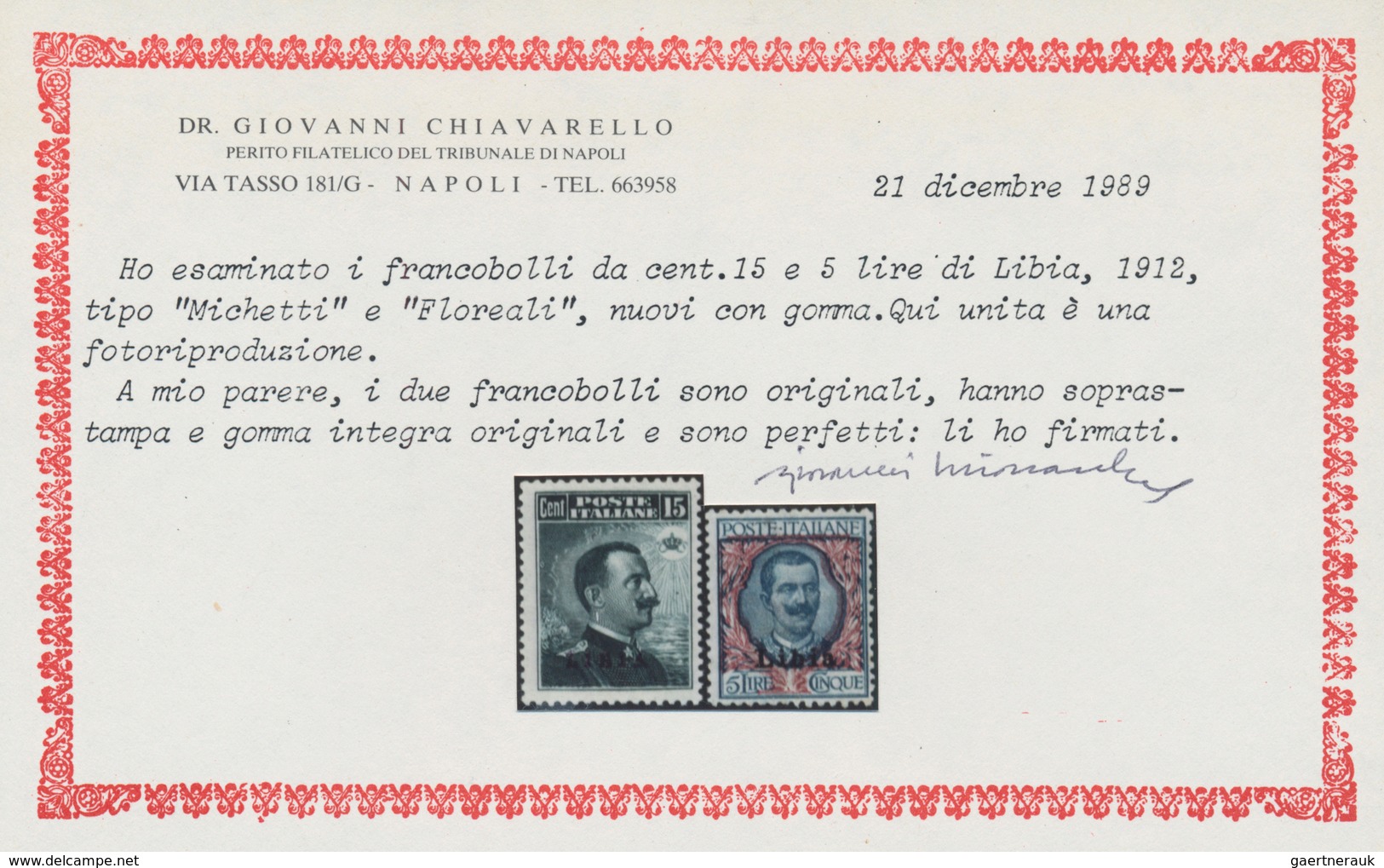 01058 Italienisch-Libyen: 1912/1915: Stamps Of Italy "Michetti" And "Floreale" With Overprint LIBIA, Compl - Libya