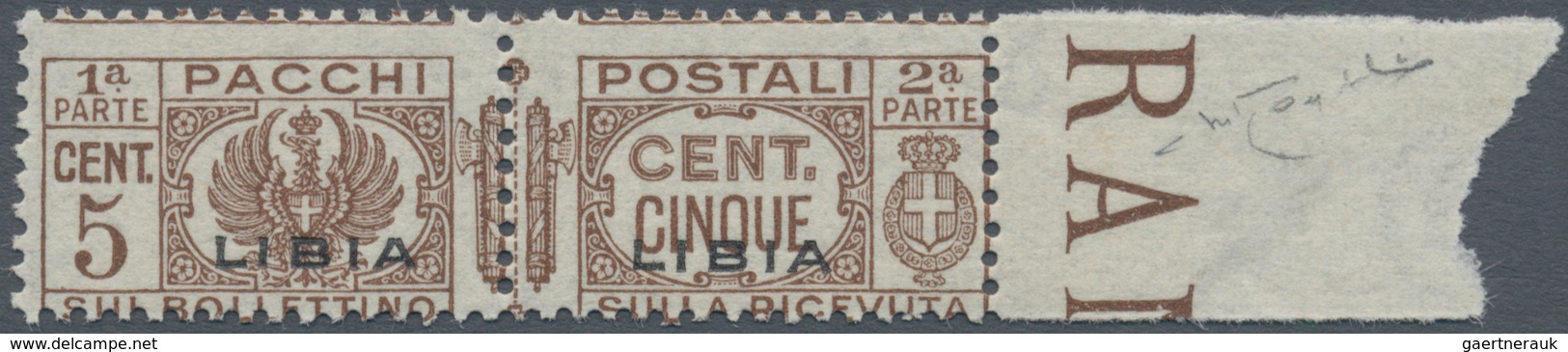 01060 Italienisch-Libyen - Paketmarken: 1939, 5 Cent Brown, "fasces At Center", Overprinted "LIBIA", From - Libië